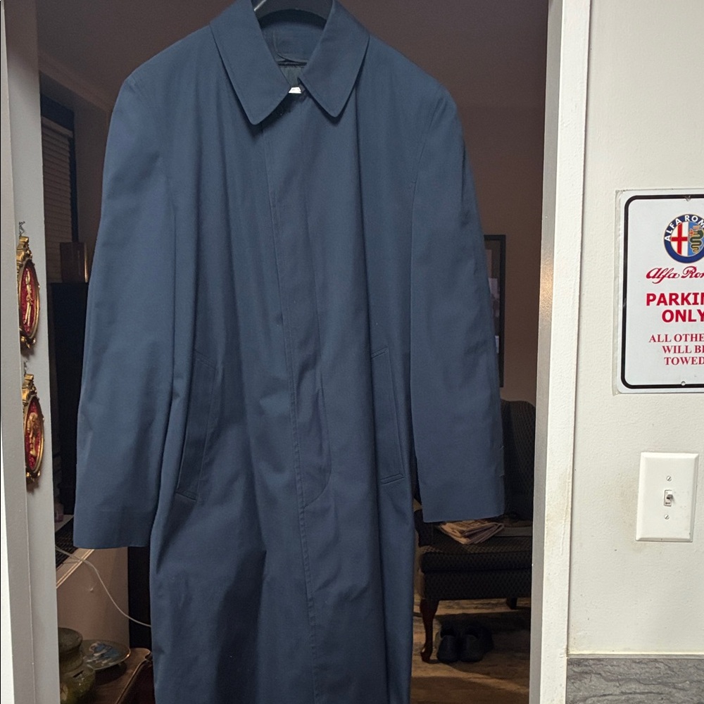 Elegant Men's Dark Blue Trench Coat